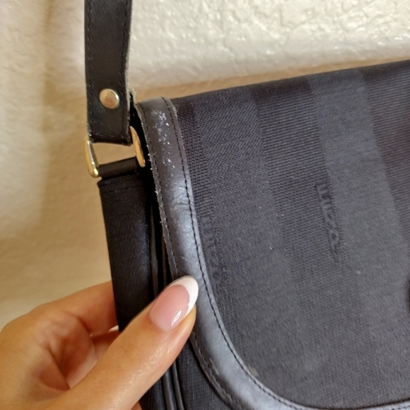 Vintage Fendi S.A.S. pequin ozmu stripe black crossbody bag - Picture 8 of 14